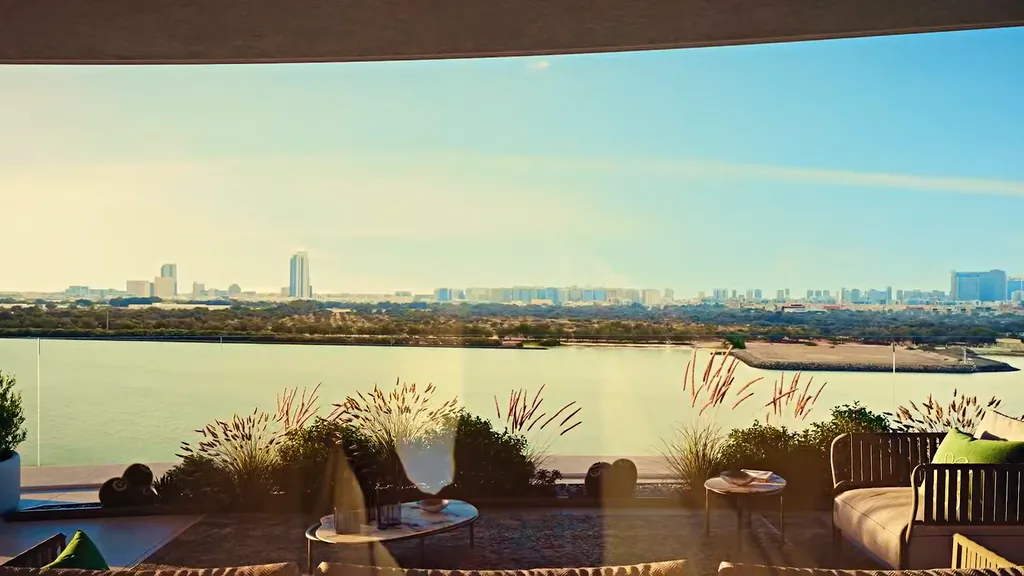 The view across the water from a terrace at ELIE SAAB Waterfront
